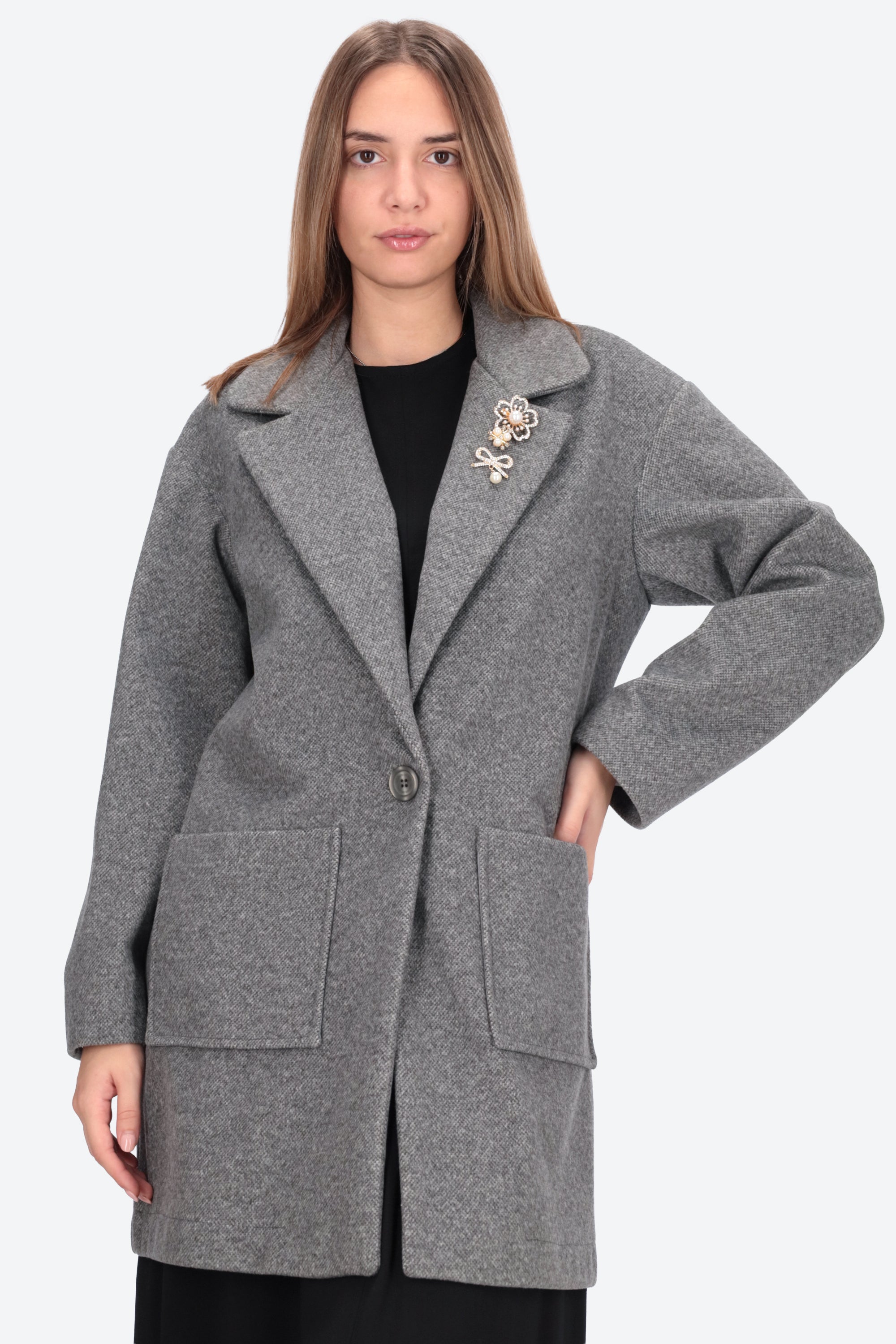 GRIGIO | LE SARTE DEL SOLE - D J3666 Cappotto