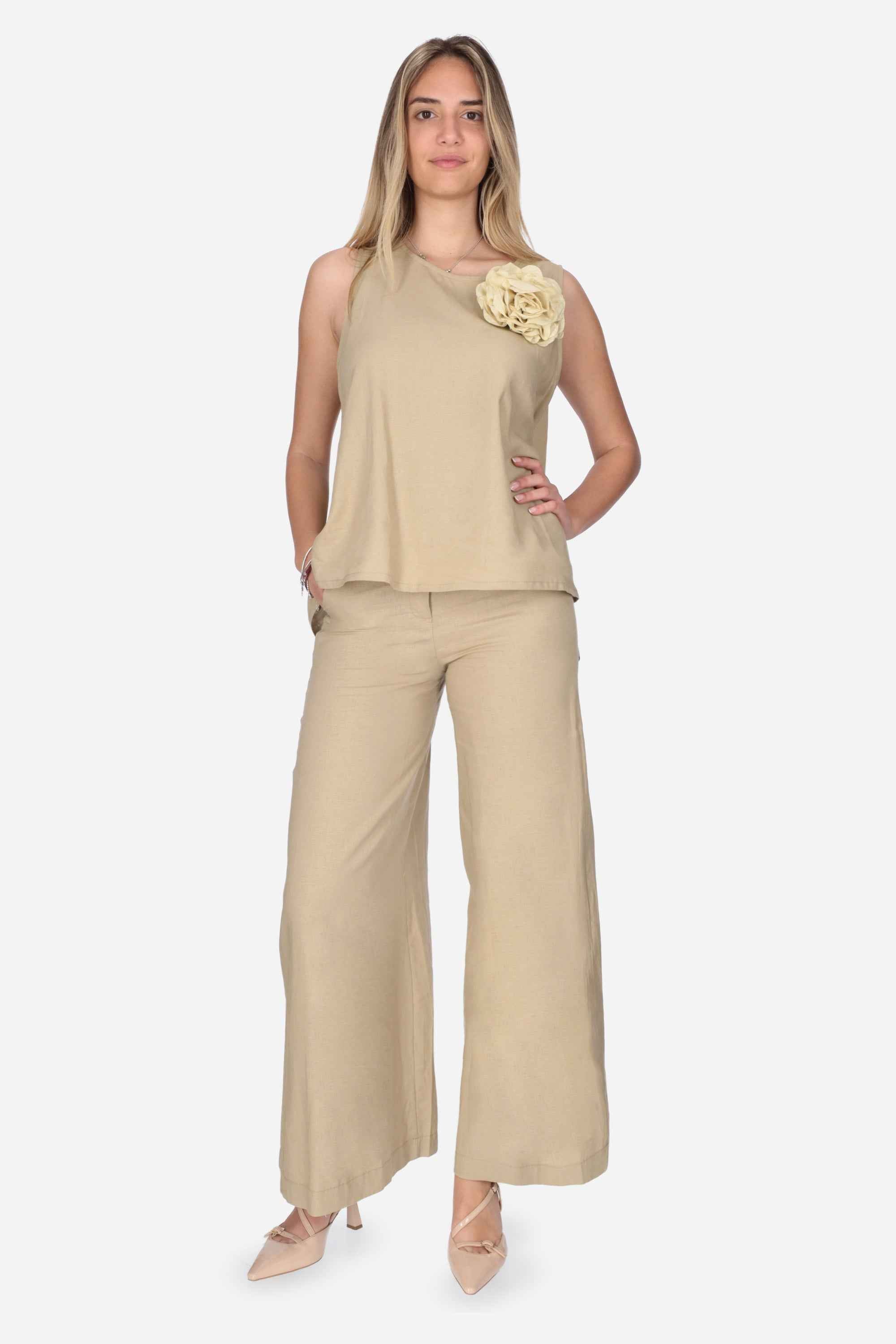 BEIGE | MADEMOISELLE DU MONDE - D MDM132 Pantalone